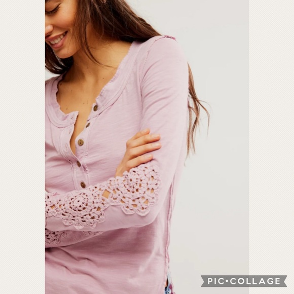 Free People We The Free Our Song Henley in Candied Lilac - Picture 4 of 8